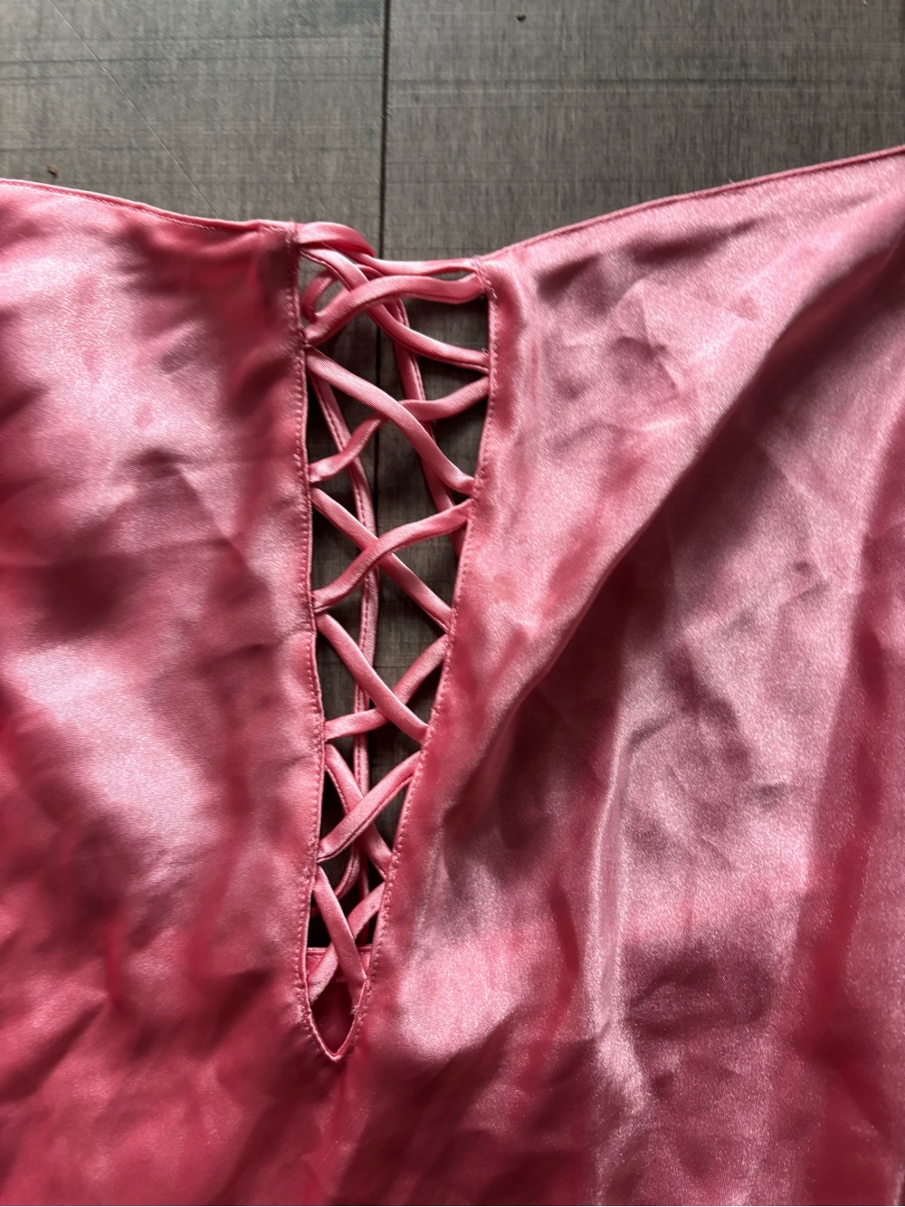 3 for $30- Vintage Y2K La Senza Satin Lace-Up Chemise Slip – Pink